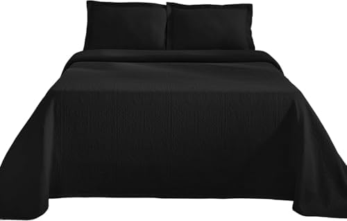 Superior Cotton Fleur De Lis Bedspread Set Black Full