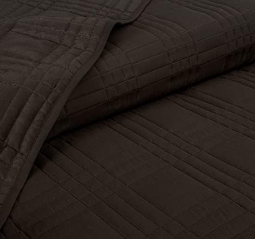 Chezmoi Collection King Size Bedspread Set 3-Piece Brown
