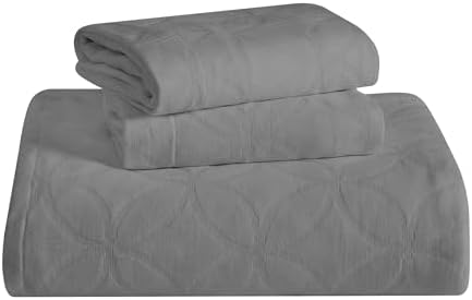 Superior Cotton Bedspread Set with Pillow Shams Grey King Size