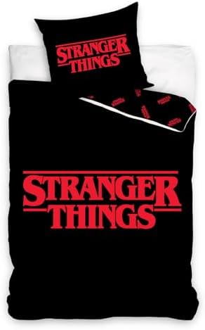 Carbotex Stranger Things Logo Duvet Cover Set - 100 Cotton Reversible Kids Bedding