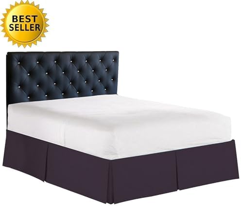 Elegance Linen 1500 Thread Count Bed Skirt - Queen Eggplant Purple 14in Drop