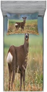 Ambesonne Roe Deer Sheet Pillow Sham Set Multicolor
