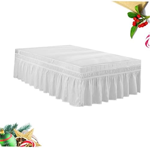 Elastic Bed Skirt - Ruffled Pleated Design for Full Bed Coverage