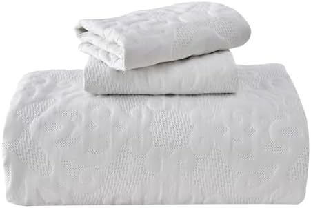 Kingnex King Size Bedspread Set 3 Pieces White
