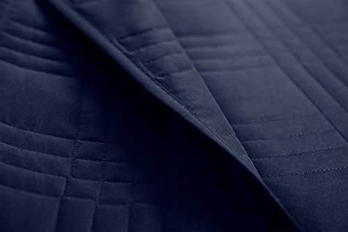 Chezmoi Kingston Queen Bedspread Set 3-Piece Navy