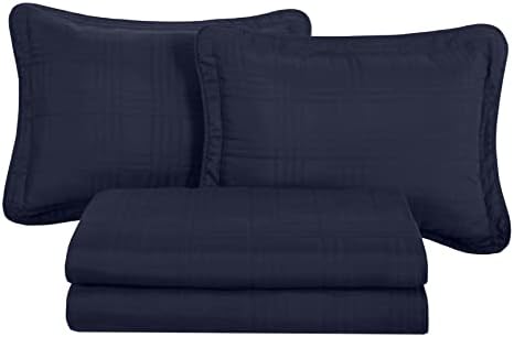 Chezmoi Kingston Queen Bedspread Set 3-Piece Navy