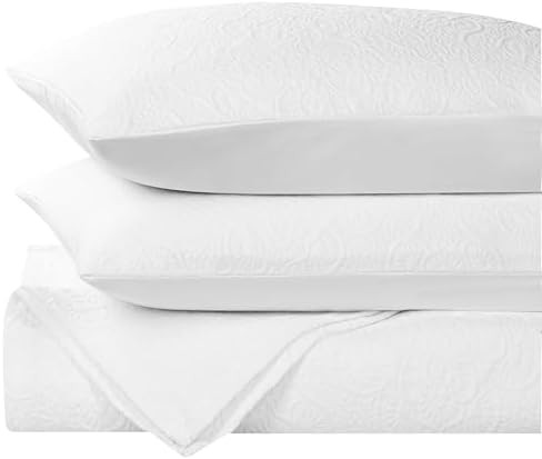 Superior 3 Piece Bedspread Set White Floral Matelasse 1