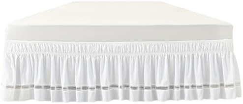 Queen Bed Skirt with Ruffles and Elastic White Polyester
