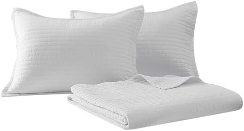 PUREKEA King Size Cross Stitch Quilt Set 3 pcs