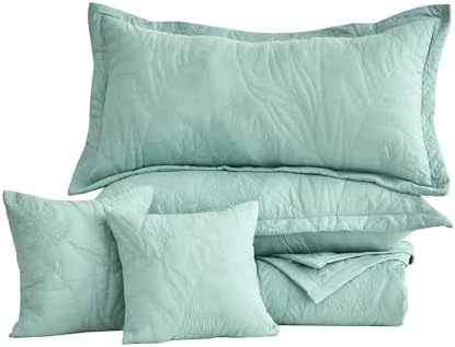 HZ HY Botanical Leaves King Bedspread Set 5 Piece