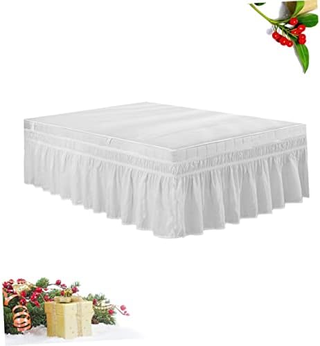 Elastic Bed Skirt - Ruffled Pleated Design for Full Bed Coverage