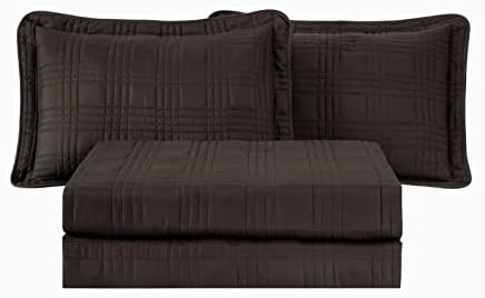 Chezmoi Collection King Size Bedspread Set 3-Piece Brown