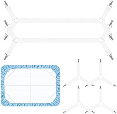 SCYROX Bed Sheet Holder Straps 6 pcs Adjustable White
