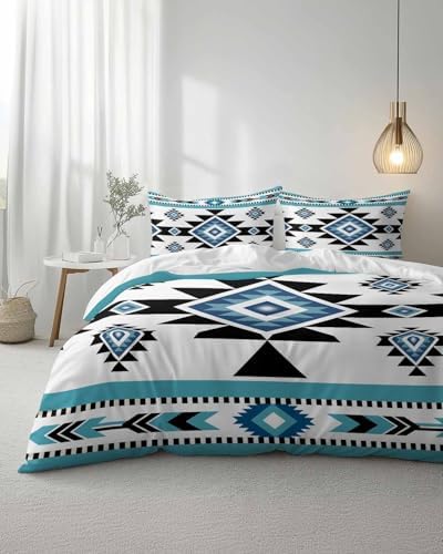 ZOE GARDEN Blue Aztecs Queen Duvet Cover Set 1