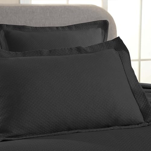 Superior Solitaire Cotton Bedspread Set 3 Piece Twin Black