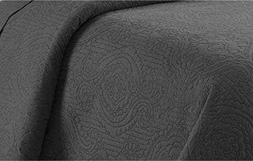 Home Collection 3pc King Cal King Bedspread Set Luxury Embossed Light Weight Charcoal
