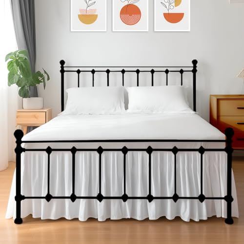Shreem Linen Ruffled Bed Skirt King Size White