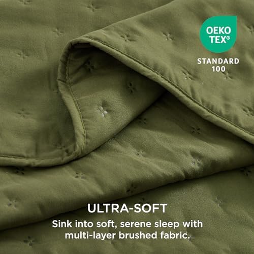 Bedsure King Quilt Set - Ultra Soft Olive Green Bedspread