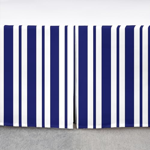 Feelyou Blue White Stripe King Size Bed Skirt 1