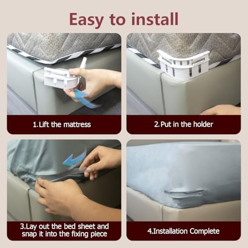 JENHOME Bed Sheet Holders for Corners with 8 Straps