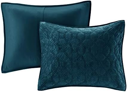 Madison Park Harper Velvet Quilt Set Teal 3 Piece