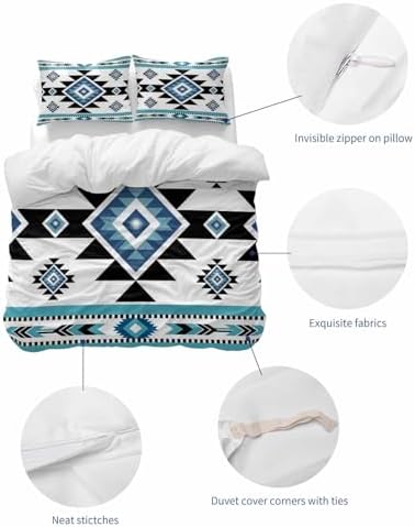 ZOE GARDEN Blue Aztecs Queen Duvet Cover Set 1