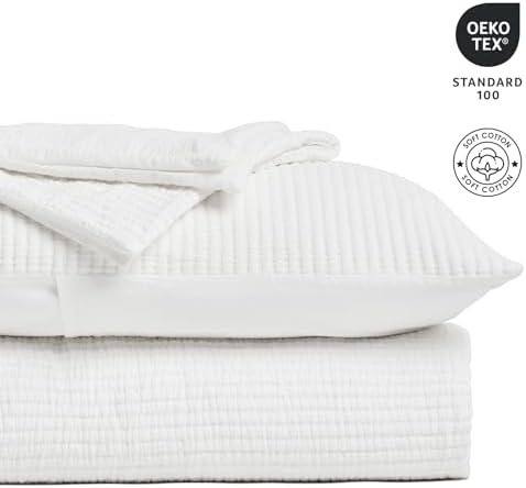 Evergracehome Cotton Bedspread Queen Set White