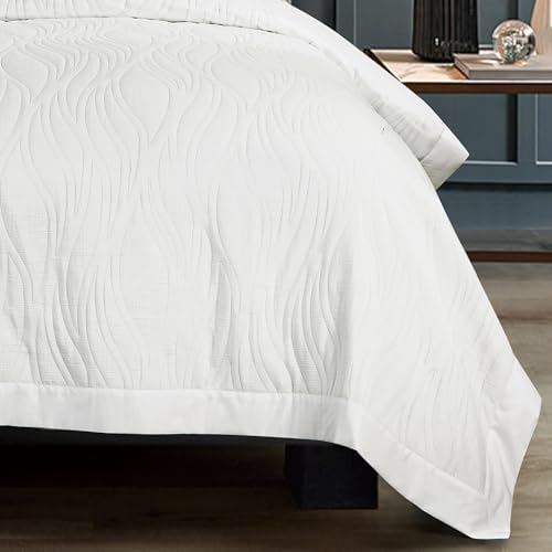 3-Piece Esme Cotton Coverlet Set Matelass White Queen Size