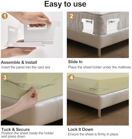 Heuihm Bed Sheet Holder Set 4PCS with Lock Strip