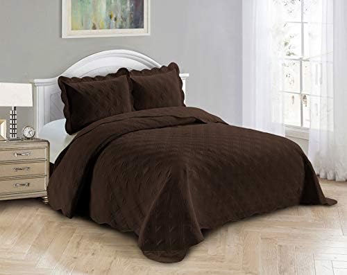 Fancy Linen 3pc Embossed Coverlet Bedspread Set - KingCalifornia King