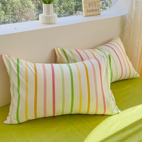 LIWHENHAO Rainbow Striped Duvet Cover Set Twin