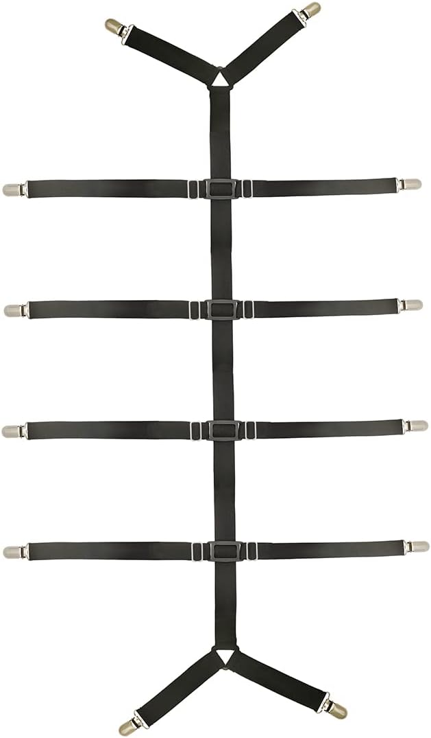 Adjustable Crisscross Sheet Clips for Tidy Bed Setup Black