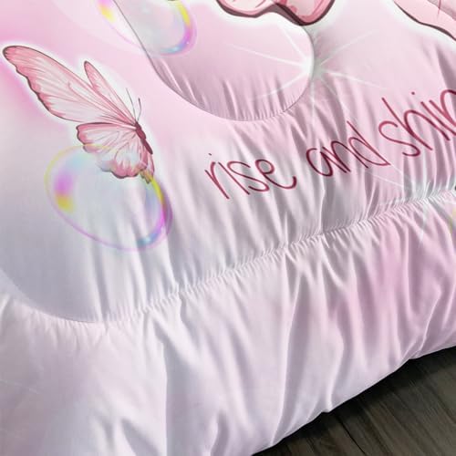 AILONEN Butterfly Comforter Set Full Size Pink Tie Dye