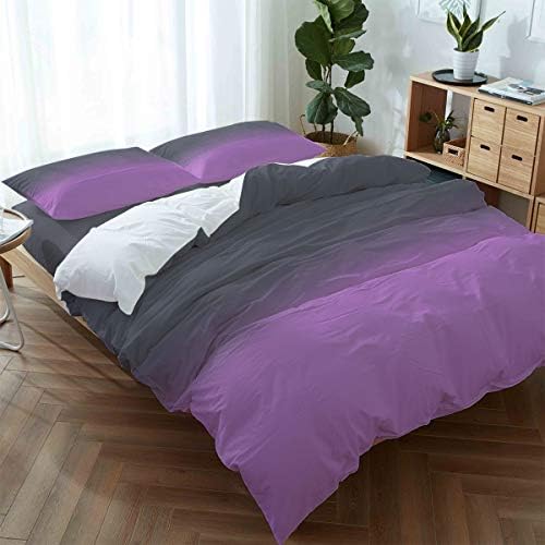 LooPoP 4PCS California King Duvet Set Purple Grey Ombre
