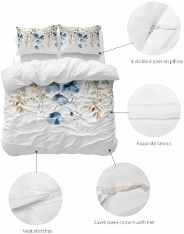 ZOE GARDEN Blue Floral Duvet Cover Set