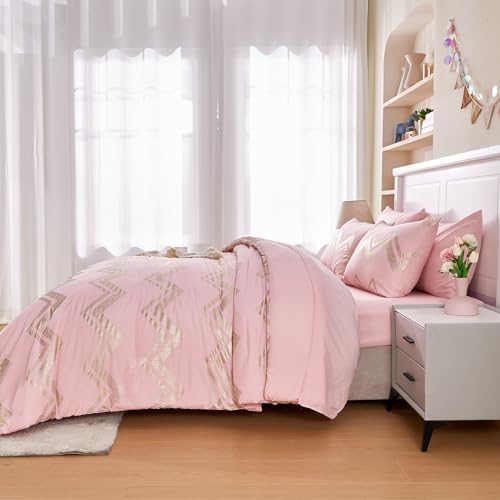 Wowelife 5-Piece Pink TwinTwin XL Comforter Set