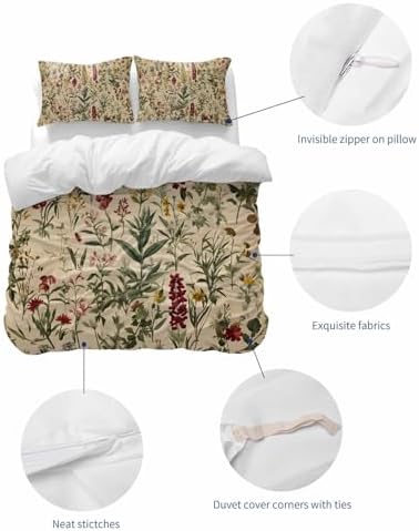 ZOE GARDEN Rustic Botanical Duvet Cover Set 3pc Full Size