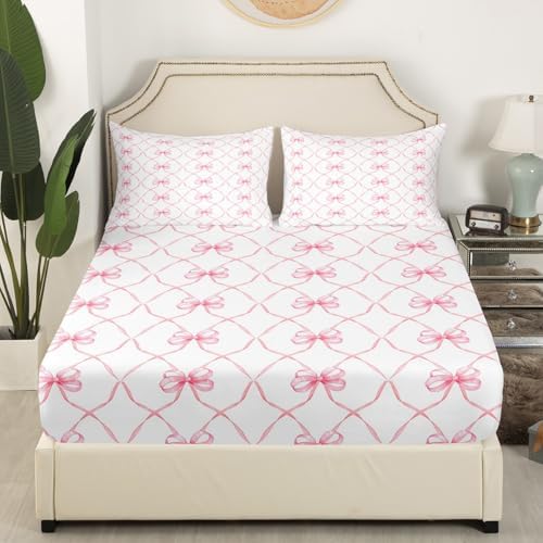Erosebridal Pink Bowknot Bed Sheet Set for Kids