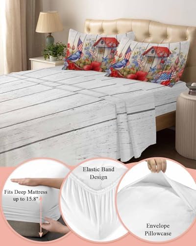 Boanket 4th of July 4 Piece King Size Microfiber Sheet Set