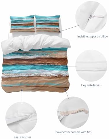 Turquoise Brown Queen Duvet Cover Set 3 Pieces