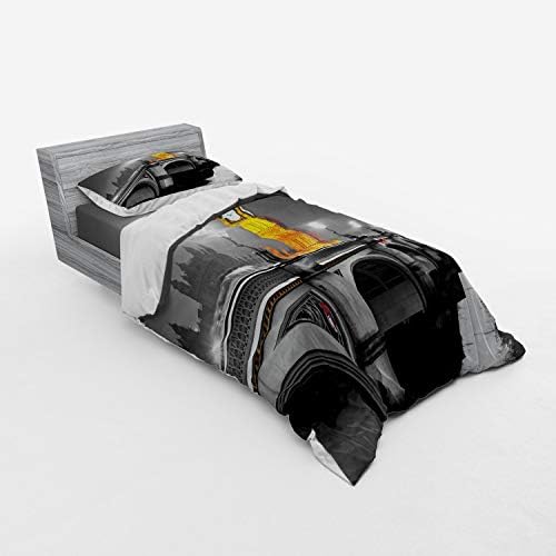 Ambesonne London Duvet Cover Set - Grey Yellow