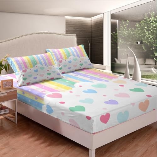 Feelyou Rainbow Sheet Set for Kids 4Pcs King Size