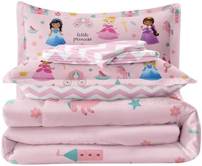 SIRDO Kids Pink Princess Bed in a Bag Set 5 Piece