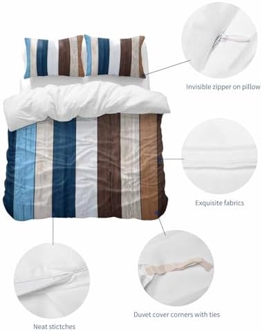 ZOE GARDEN Blue Brown Duvet Cover Set Full Size