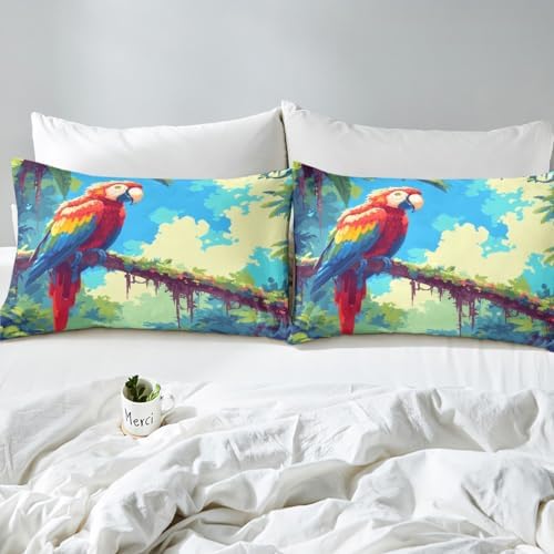 Feelyou Colorful Parrots Duvet Cover Set 3Pcs 1