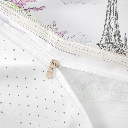 jejeloiu Paris Themed Duvet Cover Set
