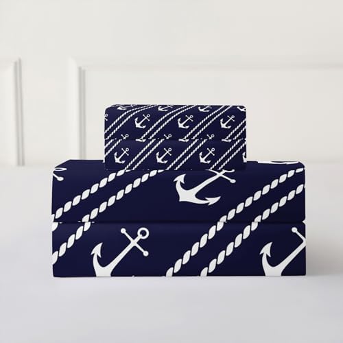 QOOMO Anchor Stripe Nautical Bedding Set