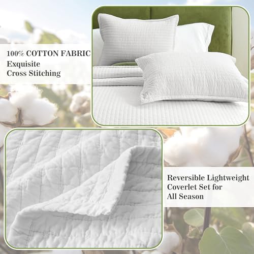 PUREKEA King Size Cross Stitch Quilt Set 3 pcs