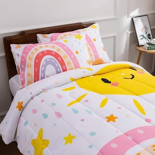 Btargot 3-Piece Rainbow Comforter Set for Kids