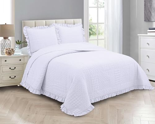 Elegant Home Luxury Modern Coverlet Bedspread Set 3 PC Ruby White KingCal-King